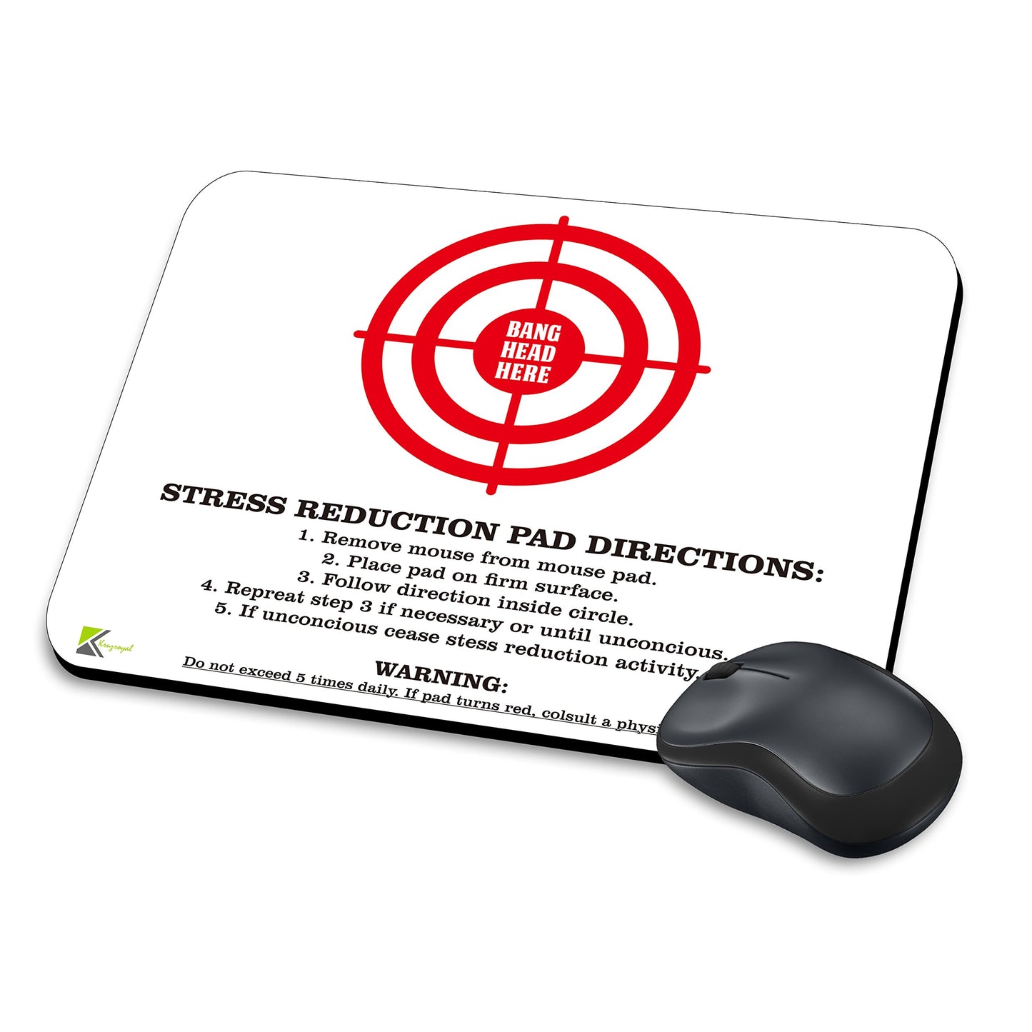 MM295 - Stress reduction pad directions, Bang head here Funny Novelty Gift Mousemat/MousePad Anti Slip Laptop Computer PC Mouse Mat