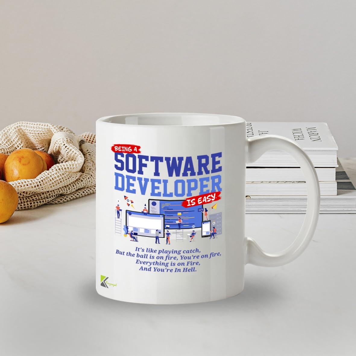 Kruzroyal DZ948 Funny Software Developer Coffee Tea Mug | 11oz White Ceramic Programmer Gift | Being a Software Developer is Easy Sarcastic IT Humor Mug