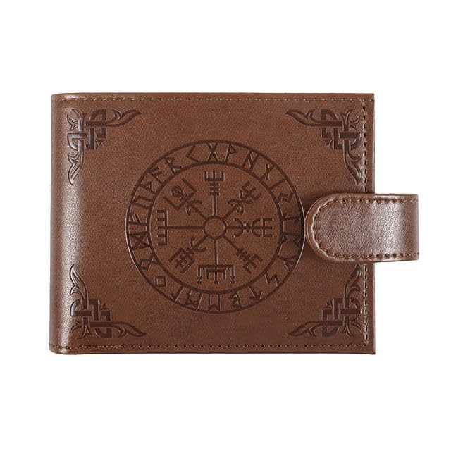 Something Different Wholesale Viking Compass Wallet | Faux Leather Wallet with Embossed Vegvisir Design | Norse Mythology Gift for Men
