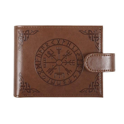 Something Different Wholesale Viking Compass Wallet | Faux Leather Wallet with Embossed Vegvisir Design | Norse Mythology Gift for Men