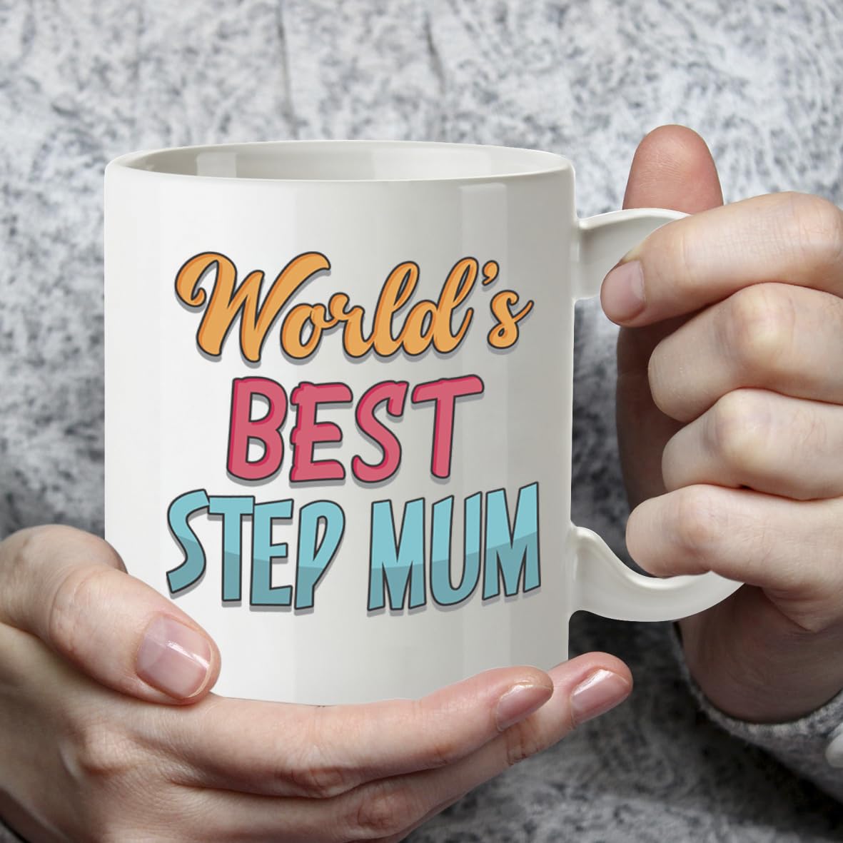 Kruzroyal DZ819 World's Best Step Mum Mug 11oz - White Ceramic Coffee & Tea Cup for Stepmum, Bonus Mum - Birthday or Mother's Day Present for Her