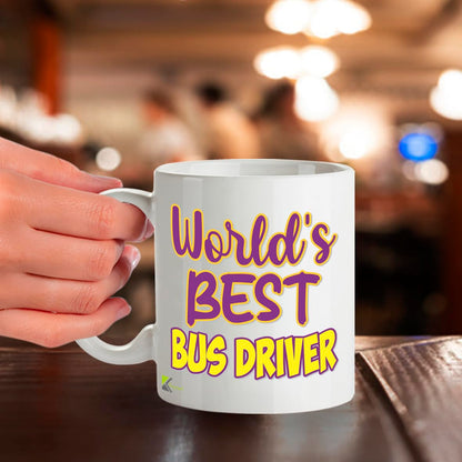Kruzroyal DZ878 World's Best Bus Driver Mug 11oz - White Ceramic Cup for Coach Operator - Funny Birthday, Thank You, Leaving Present