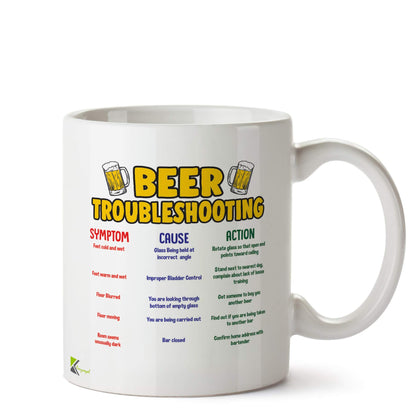 Kruzroyal Beer Troubleshooting Mug, Funny Drinker's Guide Ceramic Coffee Tea Cup Gift for Dad Husband Friend Beer Lover