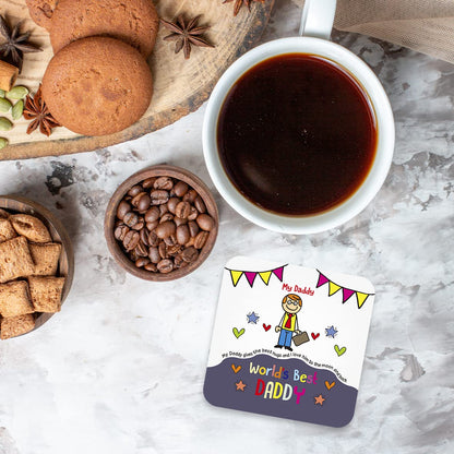CS689 World's Best Daddy Novelty Funny Coffee Tea Drink Gift Glossy MDF Wooden Coaster