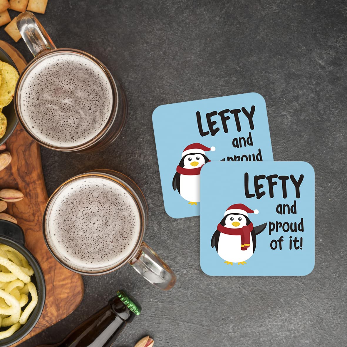 CS658 Lefty and Proud of it! Novelty Funny Coffee Tea Drink Gift Glossy MDF Wooden Coaster
