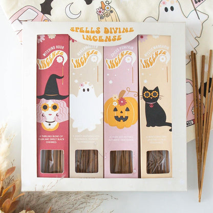 Something Different Halloween Incense Stick Gift Set, 4 Sets, Sticks, Incense, Plum-Cherry, Marshmallow, Pumpkin, Mandarin Scents, Home Fragrance, 22.5 cm
