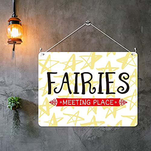 Kruzroyal MP431 Fairies Meeting Place Funny Novelty Retro Vintage Metal Wall Sign Plaque 20cm x 15cm