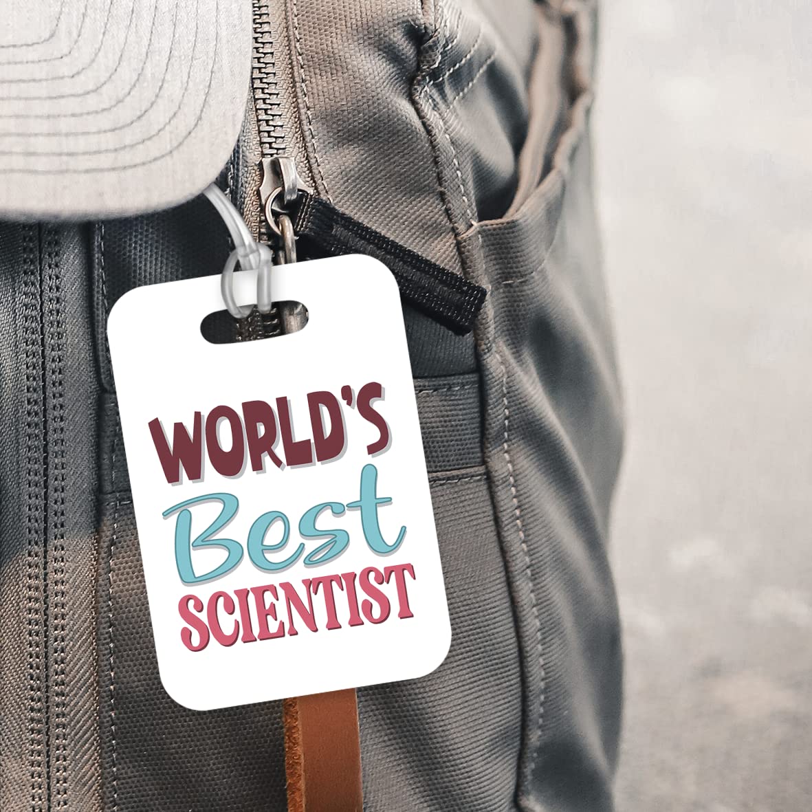 LT456 World's Best Scientist Novelty Funny Unique Designer Gift, Suitcase, Glossy Plastic Luggage Tag for Scientist