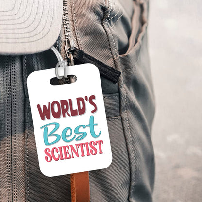 LT456 World's Best Scientist Novelty Funny Unique Designer Gift, Suitcase, Glossy Plastic Luggage Tag for Scientist