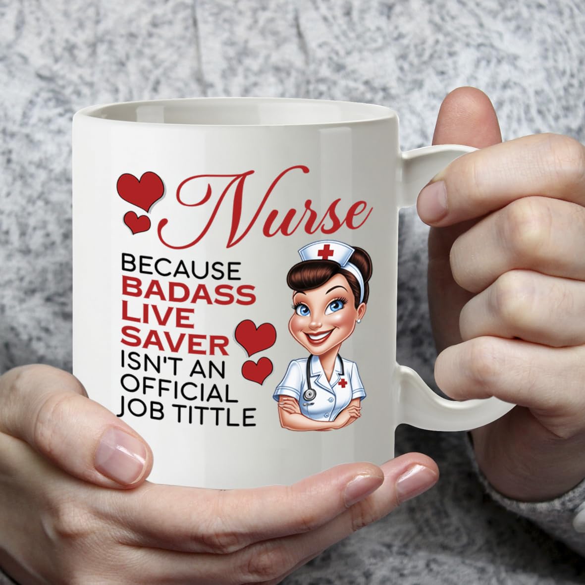 Kruzroyal Funny Nurse Mug for Women - Badass Life Saver 11oz Ceramic Cup - NHS Thank You, Graduation, Leaving Gift for Nurses