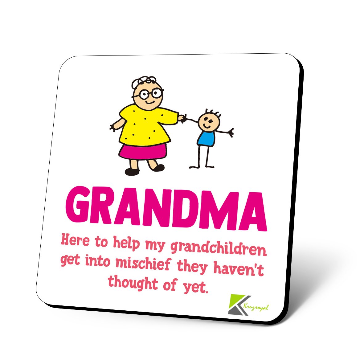 CS732 Grandma : here to Help My Grandchildren get into Mischief They haven't Thought of Yet Novelty Funny Coffee Tea Drink Gift Glossy MDF Wooden Coaster