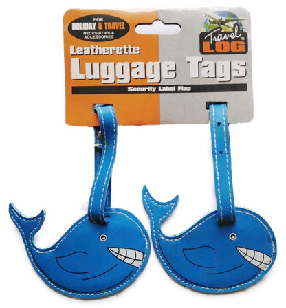 2 x Children Leatherette Luggage Tags (Cat, Puppy, Dog, Frog, Dolphin)
