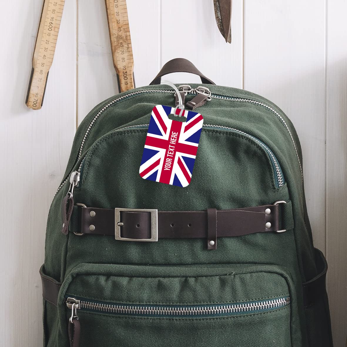 PLT222 Personalised Name UK Flag Union Jack Novelty Funny Unique Designer Gift Glossy Plastic Suitcase Luggage Tag