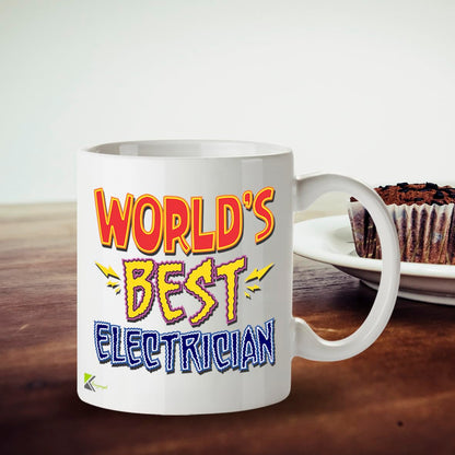 Kruzroyal DZ804 World's Best Electrician Coffee Mug 11oz - Funny Gifts for Electricians Men Dad - Electrical Worker Handyman Novelty Cup for Birthday Christmas Fathers Day