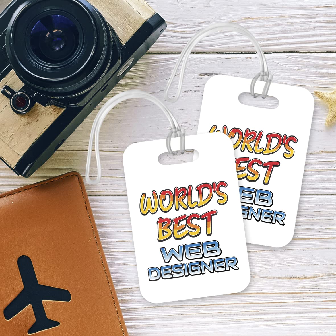 LT452 World's Best Web Designer Novelty Funny Unique Designer Gift, Suitcase, Glossy Plastic Luggage Tag for Web Designer