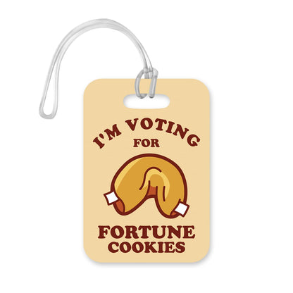 LT031 I'm Voting for Fortune Cookies Novelty Funny Unique Designer Gift Glossy Plastic Suitcase Luggage Tag