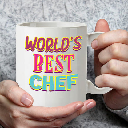 Kruzroyal DZ860 World's Best Chef Mug 11oz - White Ceramic Cup for Cook, Head Chef - Funny Birthday, Leaving, Thank You Present for Him or Her