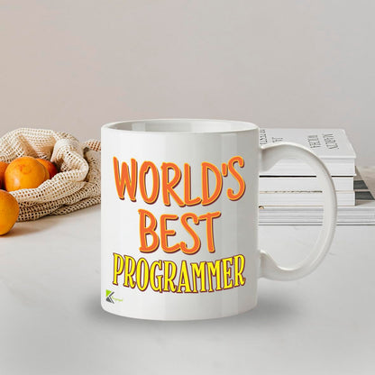 Kruzroyal DZ887 World’s Best Programmer Mug 11oz – Funny Coffee Cup Gift for Software Developer, Coder, Engineer – White Ceramic Cup for Work Desk – Birthday, Thank You, Techie Present