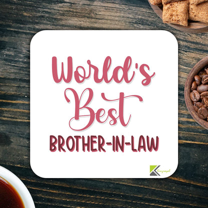 WB097 World's Best Brother-in-law MDF Wooden Coaster by Kruzroyal | Gift for Brother-in-law| Unique Novelty Present | 9cm x 9cm | Coffee Tea MDF Wooden Coaster