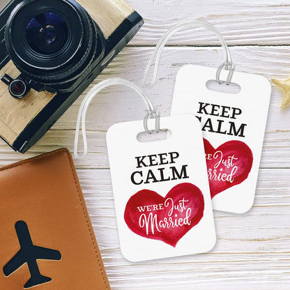 LT027 Keep Calm We're Just Married Novelty Funny Unique Designer Gift Glossy Plastic Suitcase Luggage Tag