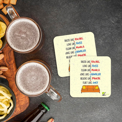 CS257 FRIENDS TV Show Rachel, Ross, Monica, Chandler, Phoebe, Joey Novelty Funny Coffee Tea Drink Gift Glossy MDF Wooden Coaster | Gifts for Women Men Best Friend Fan Birthday Present