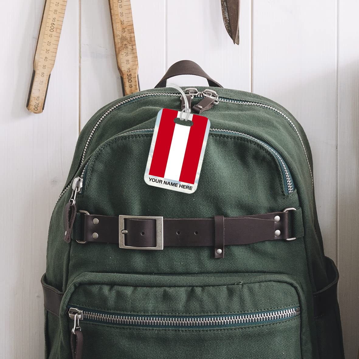 PLT266 Personalised Name with Austria Flag Novelty Funny Unique Designer Gift Glossy Plastic Suitcase Luggage Tag
