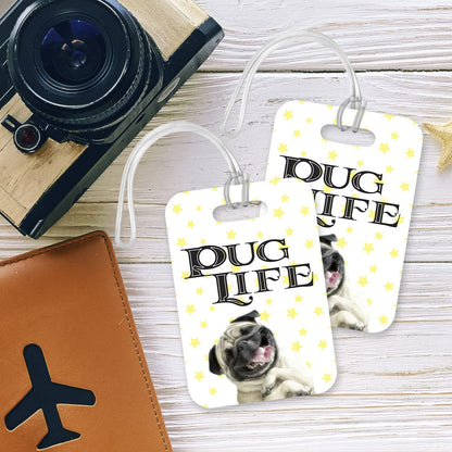 LT173 Pug Life Novelty Funny Unique Designer Gift Glossy Plastic Suitcase Luggage Tag