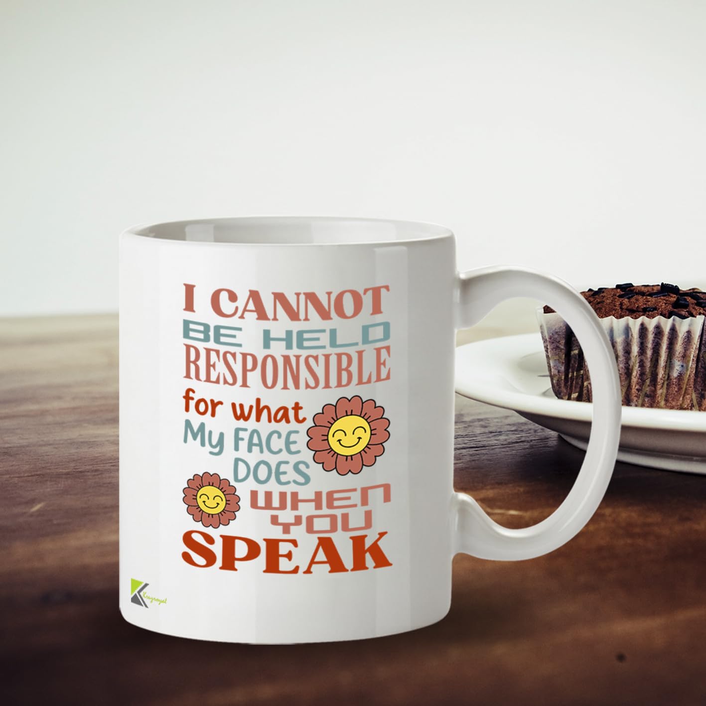 Kruzroyal Funny Sarcastic Mug | I Cannot Be Held Responsible for What My Face Does | Office Gift for Women Men Coworker Friend | 11oz