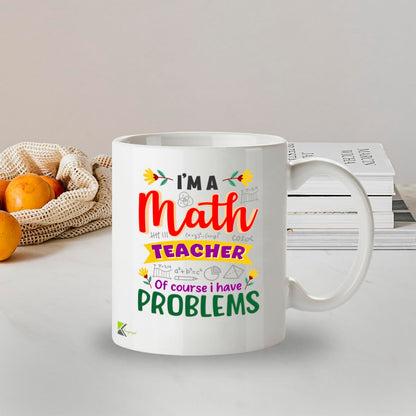 Kruzroyal Funny Maths Teacher Mug I Have Problems Pun - 11oz Ceramic Coffee Tea Cup Gift for Teachers Men Women - Dishwasher Microwave Safe Teacher Appreciation Present