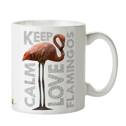 Kruzroyal DZ292 Keep Calm Love Flamingos Funny Novelty Great Gift Idea Coffee Tea Mug