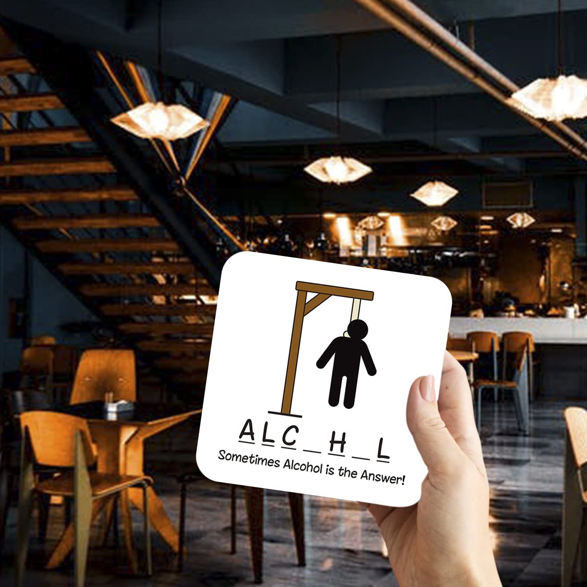 CS593 Sometimes Alcohol is The Answer! Novelty Funny Coffee Tea Drink Gift Glossy MDF Wooden Coaster