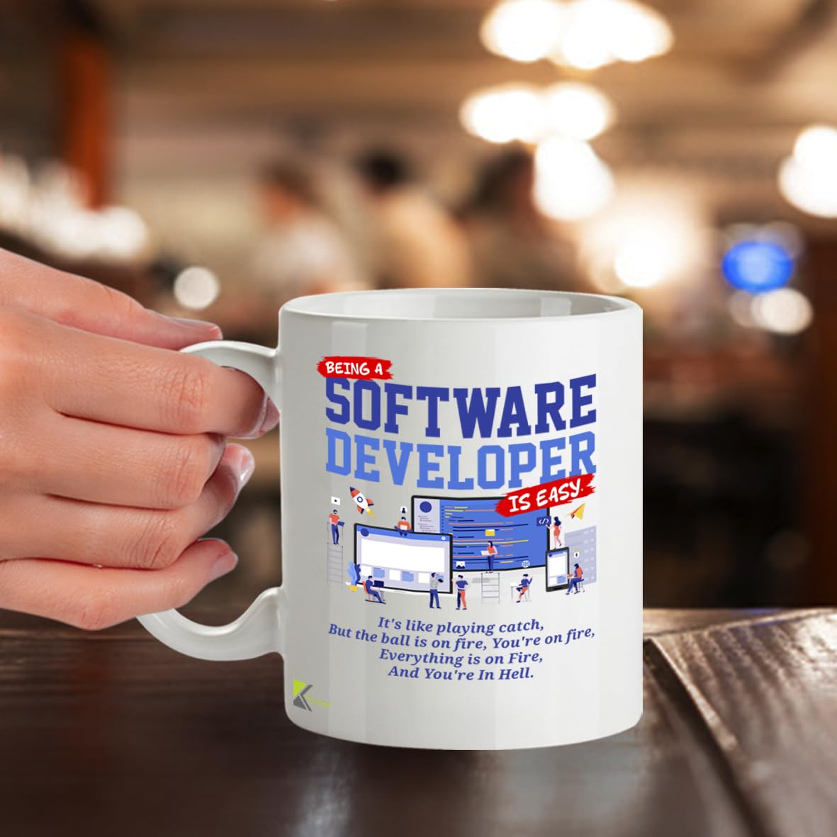 Kruzroyal DZ948 Funny Software Developer Coffee Tea Mug | 11oz White Ceramic Programmer Gift | Being a Software Developer is Easy Sarcastic IT Humor Mug