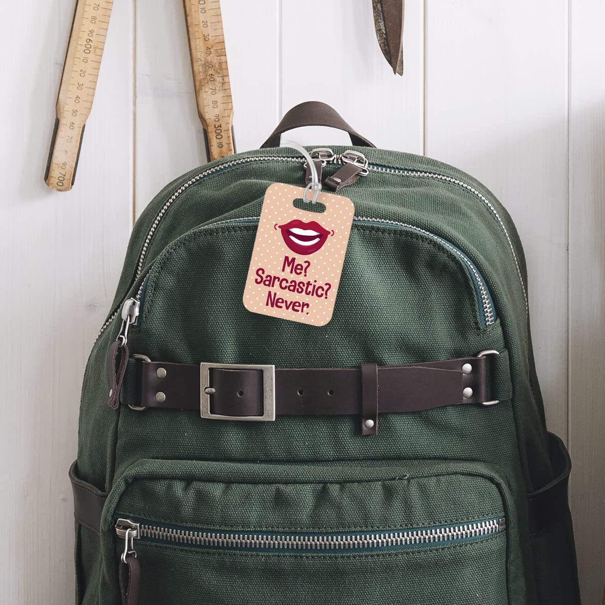LT075 Me? Sarcastic ? Never Novelty Funny Unique Designer Gift Glossy Plastic Suitcase Luggage Tag
