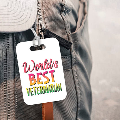 LT461 World's Best Veterinarian Novelty Funny Unique Designer Gift, Suitcase, Glossy Plastic Luggage Tag for Veterinarian