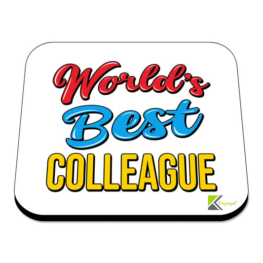 WB100 World's Best Colleague MDF Wooden Coaster by Kruzroyal | Gift for Colleague| Unique Novelty Present | 9cm x 9cm | Coffee Tea MDF Wooden Coaster
