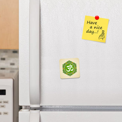 FM079 OHM/Inner peace Novelty Funny Idea Glossy Metal Square Fridge Magnet