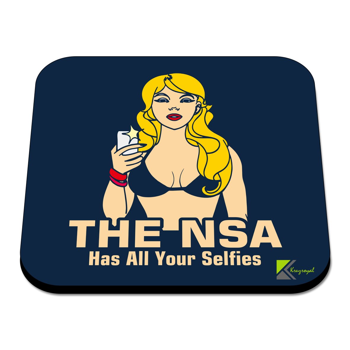 CS500 The NSA has All Your Selfies Novelty Funny Coffee Tea Drink Gift Glossy MDF Wooden Coaster