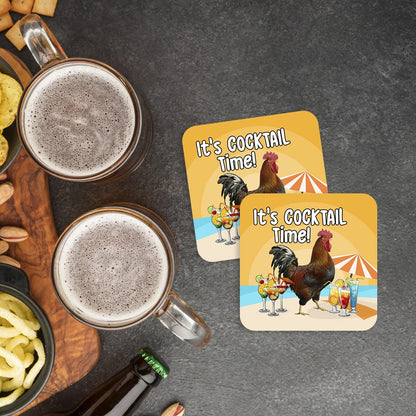 CS694 It's Cocktail Time! Novelty Funny Coffee Tea Drink Gift Glossy MDF Wooden Coaster