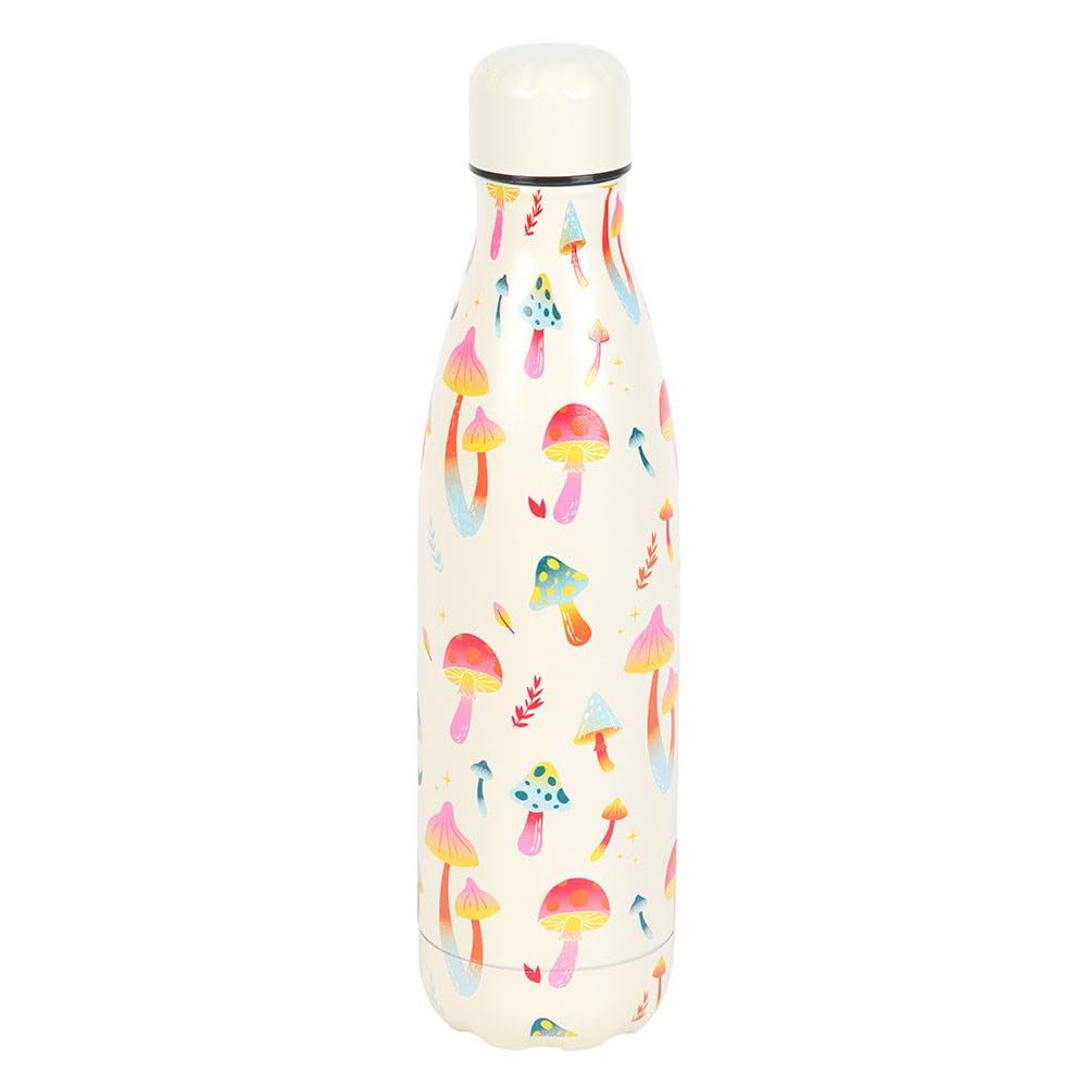Something Different Funky Fungi Mushroom Steel Water Bottle (One Size) (White/Pink/Blue)