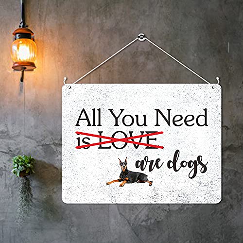 Kruzroyal MP475 All you need is love - are dogs Funny Novelty Retro Vintage Metal Wall Sign Plaque 20cm x 15cm