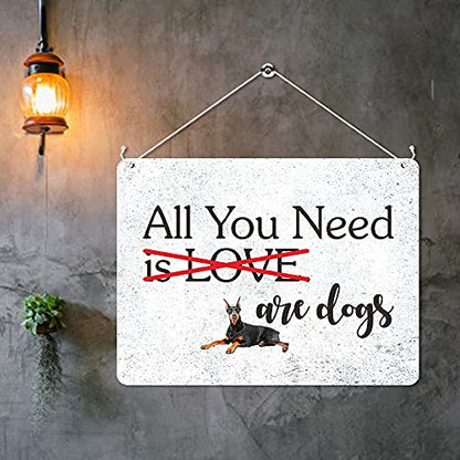 Kruzroyal MP475 All you need is love - are dogs Funny Novelty Retro Vintage Metal Wall Sign Plaque 20cm x 15cm