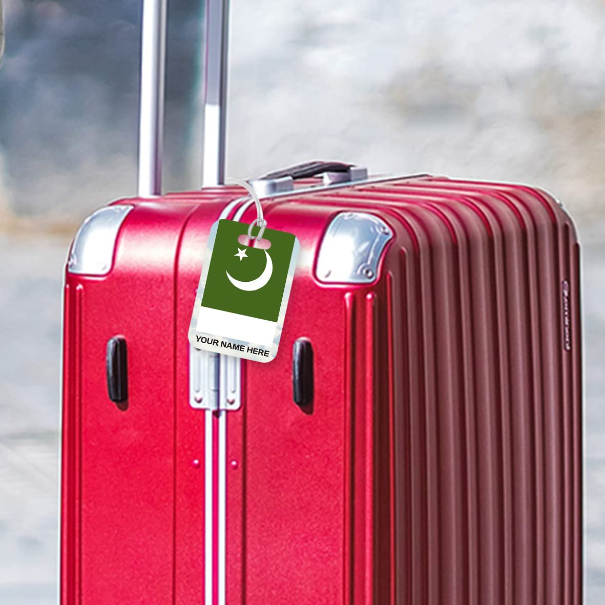 PLT261 Personalised Name with Pakistan Flag Novelty Funny Unique Designer Gift Glossy Plastic Suitcase Luggage Tag