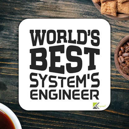 WB006 World's Best System's Engineer MDF Wooden Coaster by Kruzroyal | Gift for System's Engineer | Unique Novelty Present | 9cm x 9cm | Coffee Tea MDF Wooden Coaster