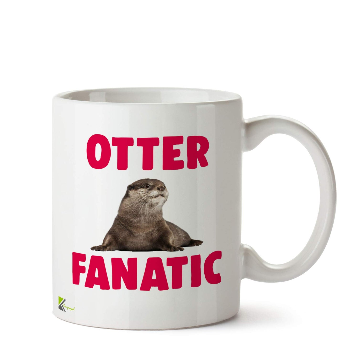 Kruzroyal Otter Fanatic Mug | Cute Animal Lover Gift for Her Him | Nature Wildlife Ceramic Coffee Tea Cup