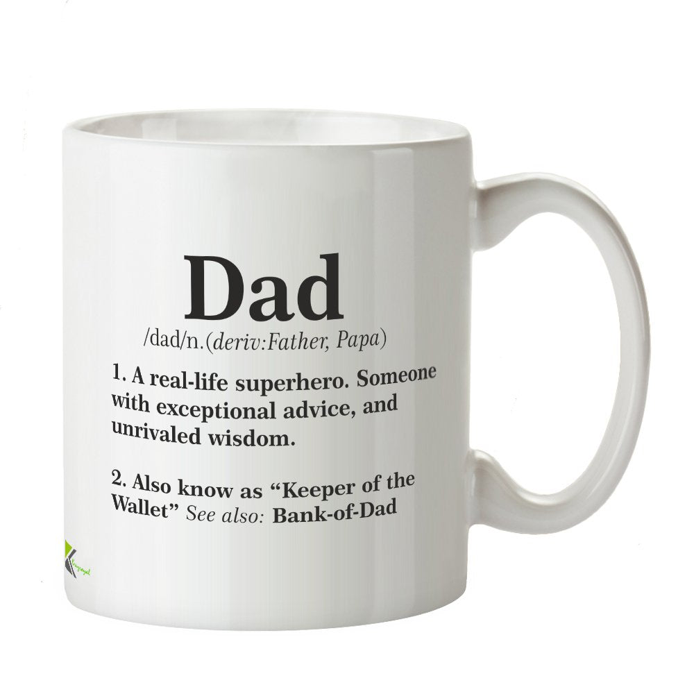 Kruzroyal Funny Dad Mug, Dictionary Definition Bank of Dad Design, Novelty Father's Day Gift from Son or Daughter, White Ceramic Coffee Cup, 11 oz