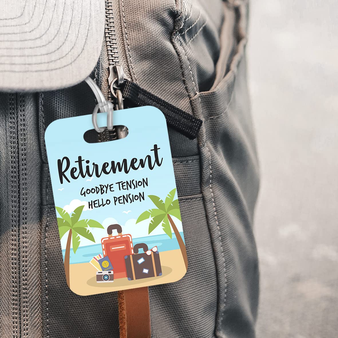 LT134 Retirement : Goodbye Tension Hello Pension/Retirement Gift Novelty Funny Unique Designer Gift Glossy Plastic Suitcase Luggage Tag