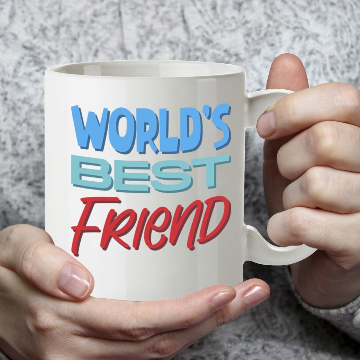 Kruzroyal DZ823 World's Best Friend Mug 11oz - White Ceramic Coffee & Tea Cup for Bestie, Best Mate - Birthday, Friendship Present for Him or Her