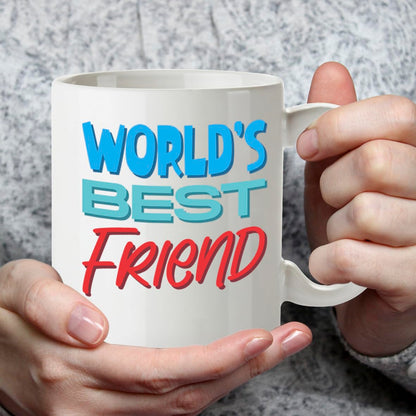 Kruzroyal DZ823 World's Best Friend Mug 11oz - White Ceramic Coffee & Tea Cup for Bestie, Best Mate - Birthday, Friendship Present for Him or Her