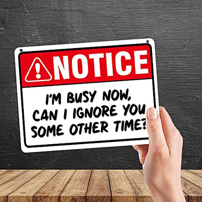 Kruzroyal MP314 NOTICE,I'm busy now, Can i ignore you some other time? Funny Novelty Retro Vintage Metal Wall Sign Plaque 20cm x 15cm