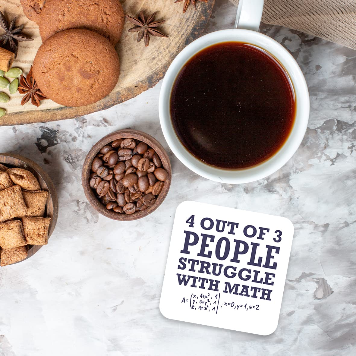 CS607 4 Out of 3 People Struggle with Math. Novelty Funny Coffee Tea Drink Gift Glossy MDF Wooden Coaster